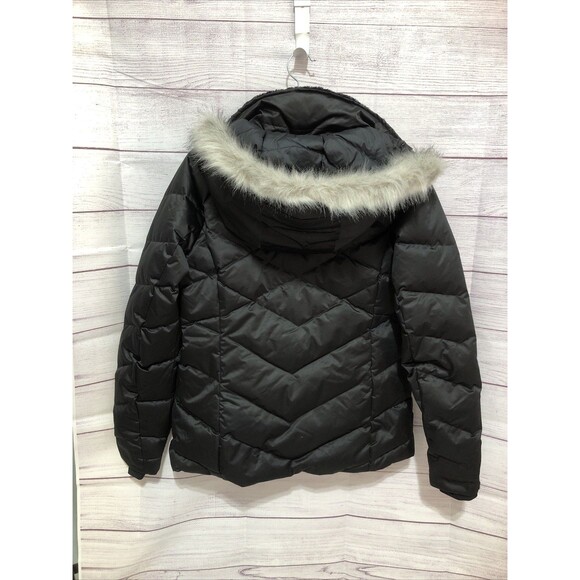 Columbia Women's MEDIUM L ay D Down II Omni Heat Jacket BLACK With Gray Fur EUC - Picture 5 of 16